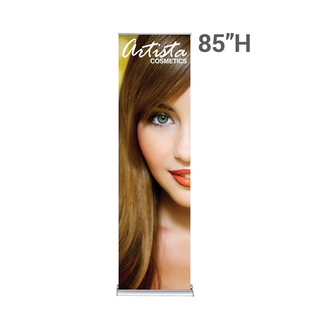 24 in. SilverStep Retractable Banner Stand — Silver / 85 inches / Graphic Package